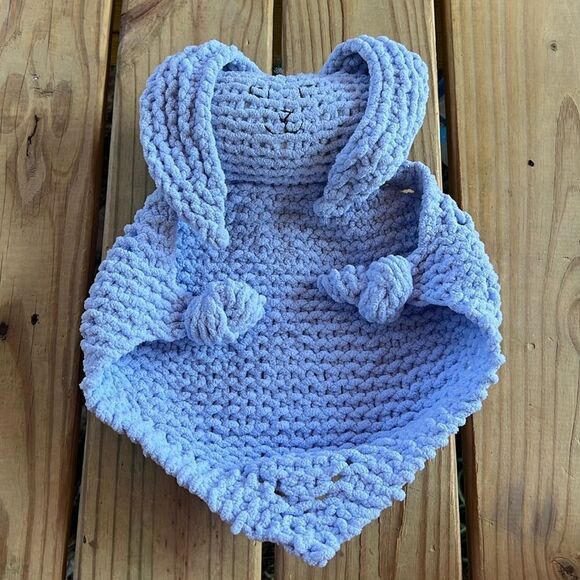 Handmade Carolina Blue Crocheted Bunny Rabbit Plush Stiffed Animal Lovey Baby - Picture 1 of 4